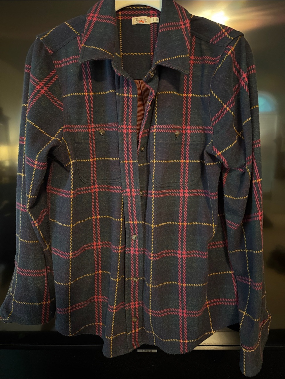 Faherty Legend Sweater Shirt Outer Limits Plaid Fleece Shirt Size medium